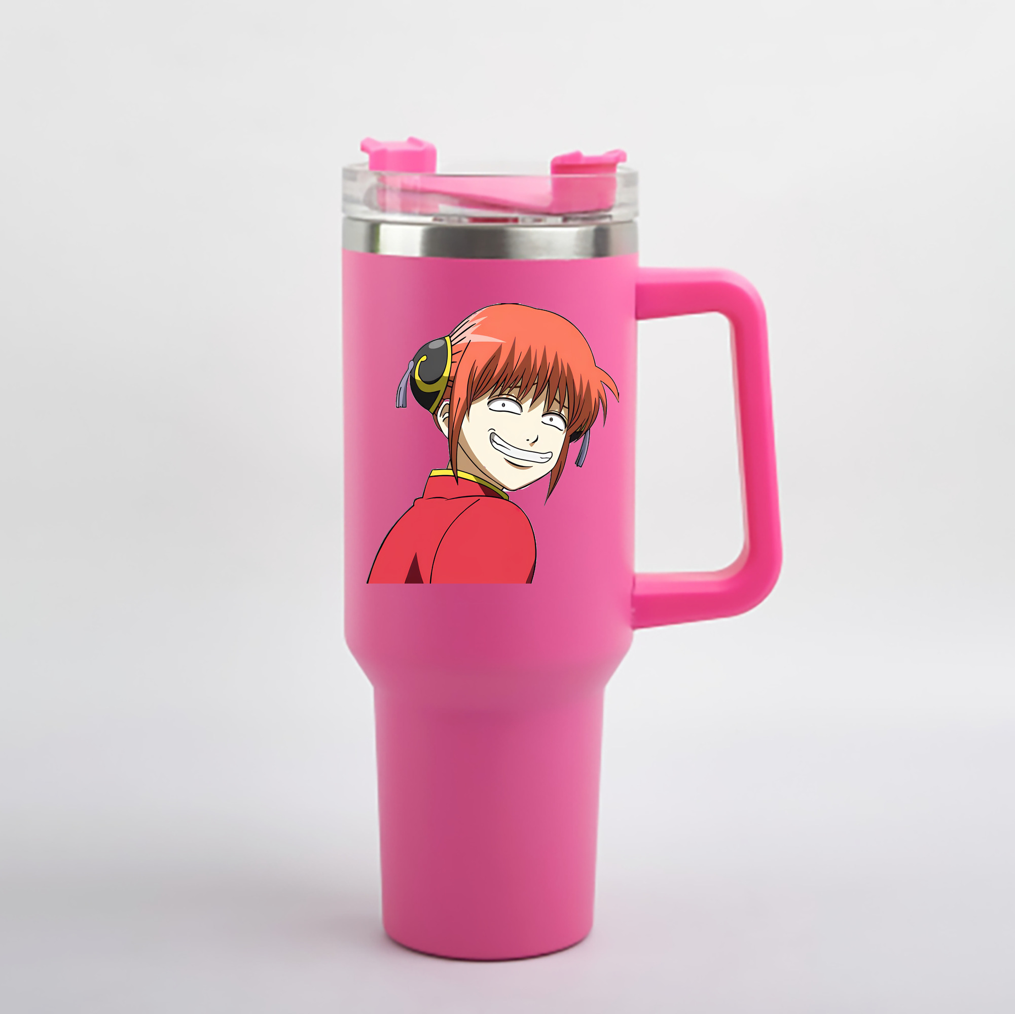 （画像用） ぎんたま 坂田銀時（さかたぎんとき） 神楽 志村新八（しむら しんぱち） GINTAMA Sakata Gintoki Kagura Shimura Shinpachi 1200mL車用タンブラー - クリスタルステッカー（プラスチックストロー付き）
